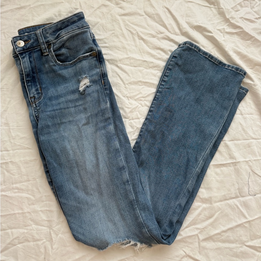American Eagle Ripped Hi-Rise Skinny Kick Jeans